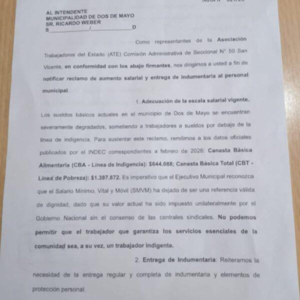 Municipales de Dos de Mayo reclaman aumento salarial.